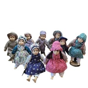 Americana Collection Hand Painted Porcelain Children Dolls Lot 9 Vintage Style